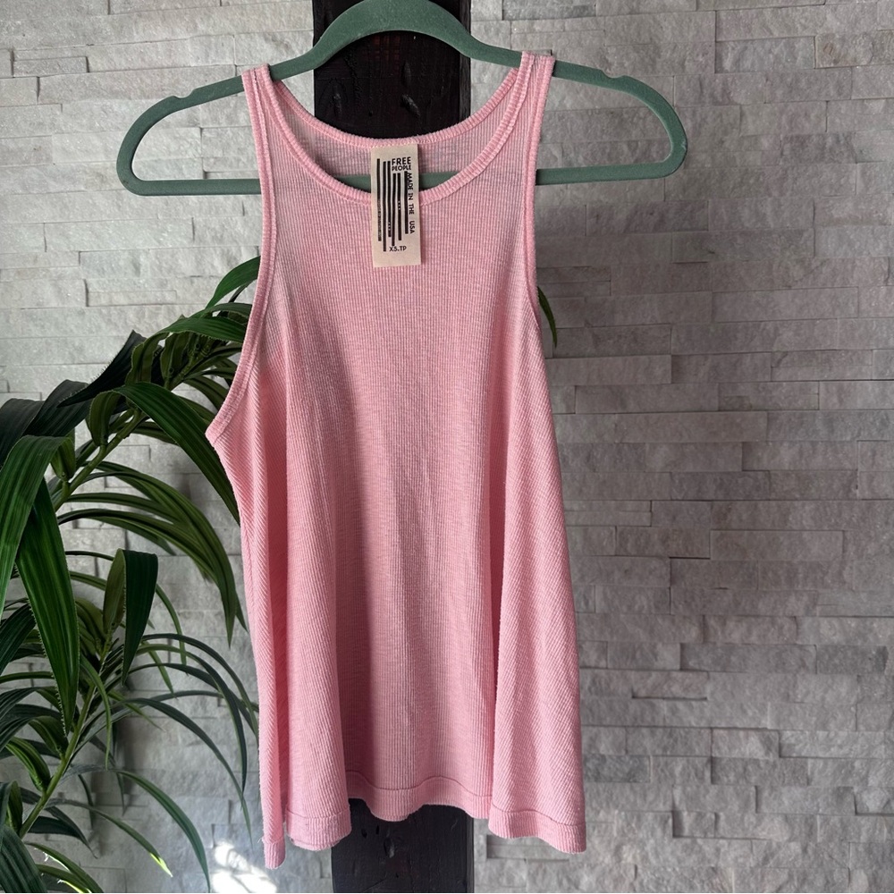 FREE PEOPLE Bubblegum Pink Blush Ribbed Tank Top Size XS